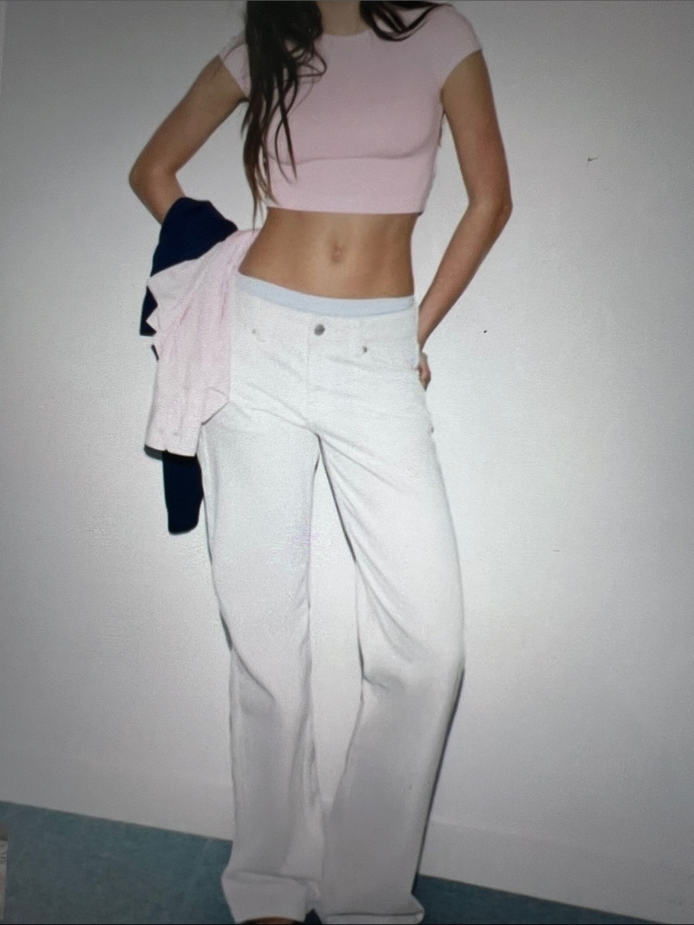 NWT Zara Low Rise Wide-Leg White Jeans